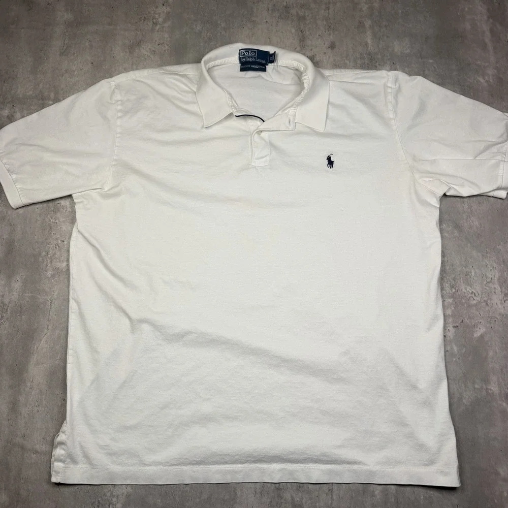 Vintage Ralph Lauren White Men's Classic Polo Shirt Moisture Management  XL